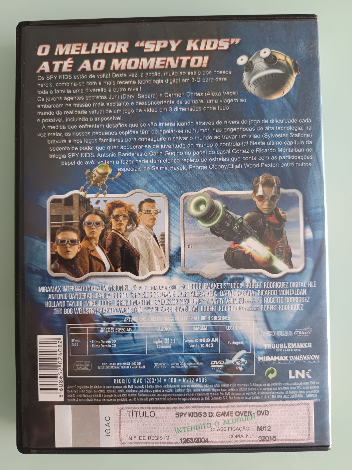 DVD spy kids 3D contém os óculos