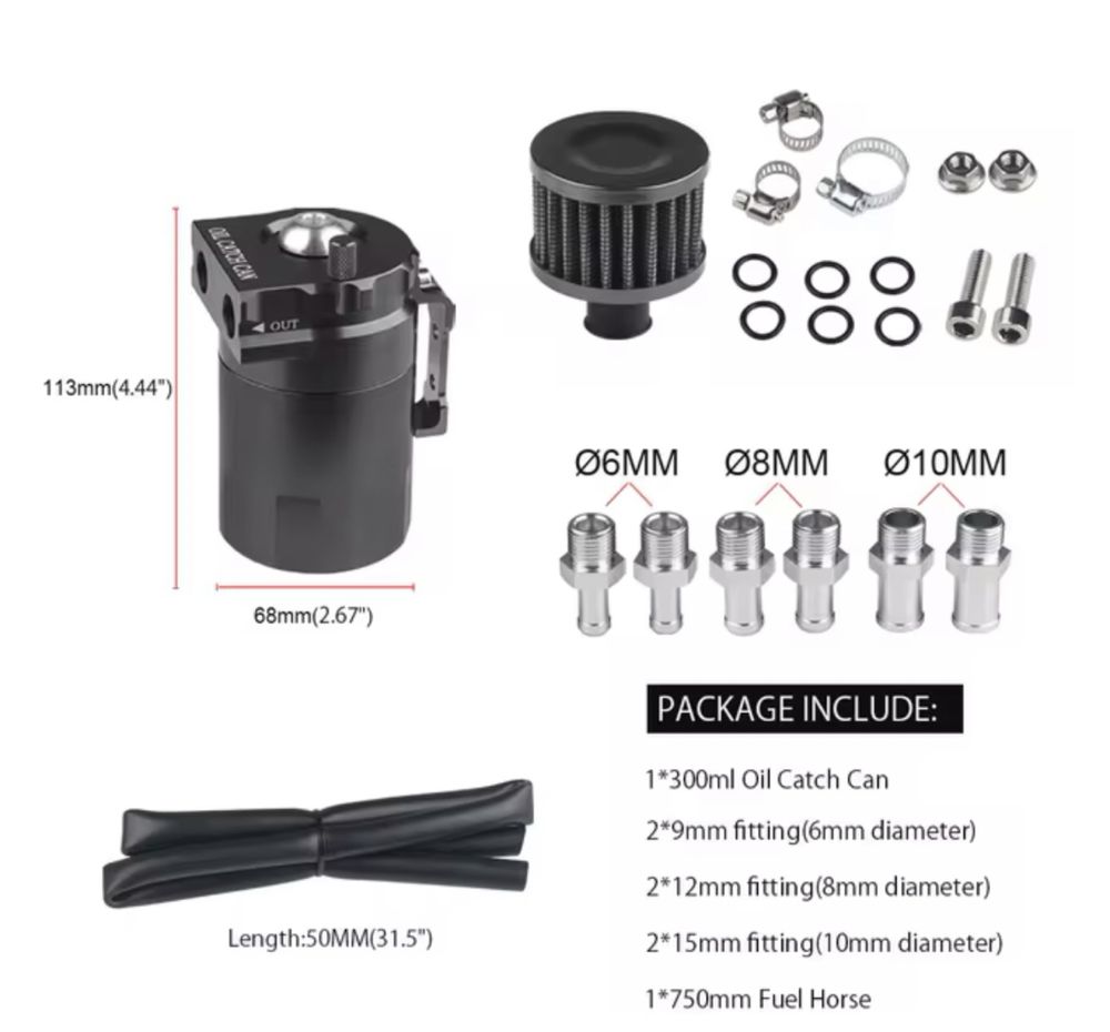 Zbiorniczek separator oleju 300 ml zbiorniczek odmy (czarny) NOWY!