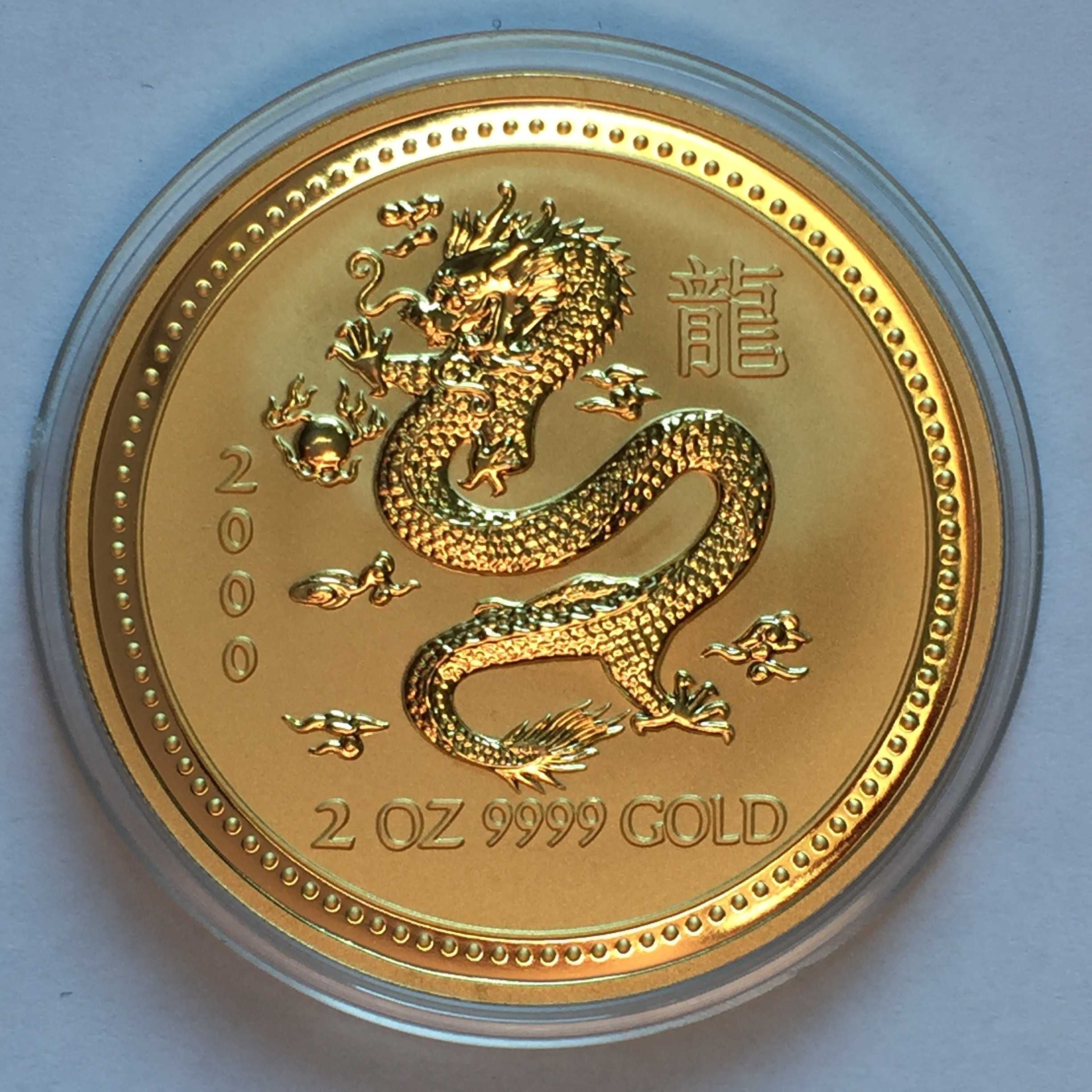 Золотая монета Австралии 200 долларов Год Дракона 2000 г 2 OZ(62.2 г.)