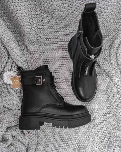 Зимові черевики натуральна шкіра та вовна берци мілітарі ботинки