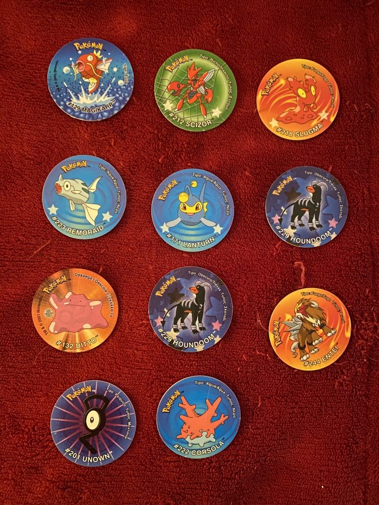 Tazos Pokemon 1, 2, 3, stiker e league