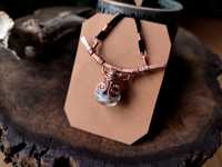 Naszyjnik handmade fiolka kamień naturalny biżuteria