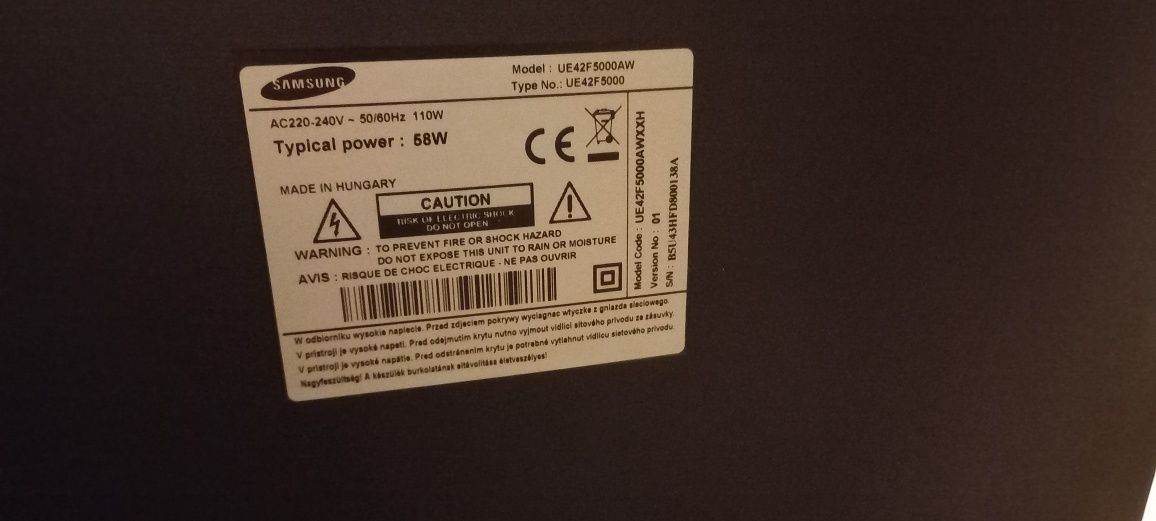 TV Samsung UE42F5000AW nowe podświetlenie, 100% sprawny