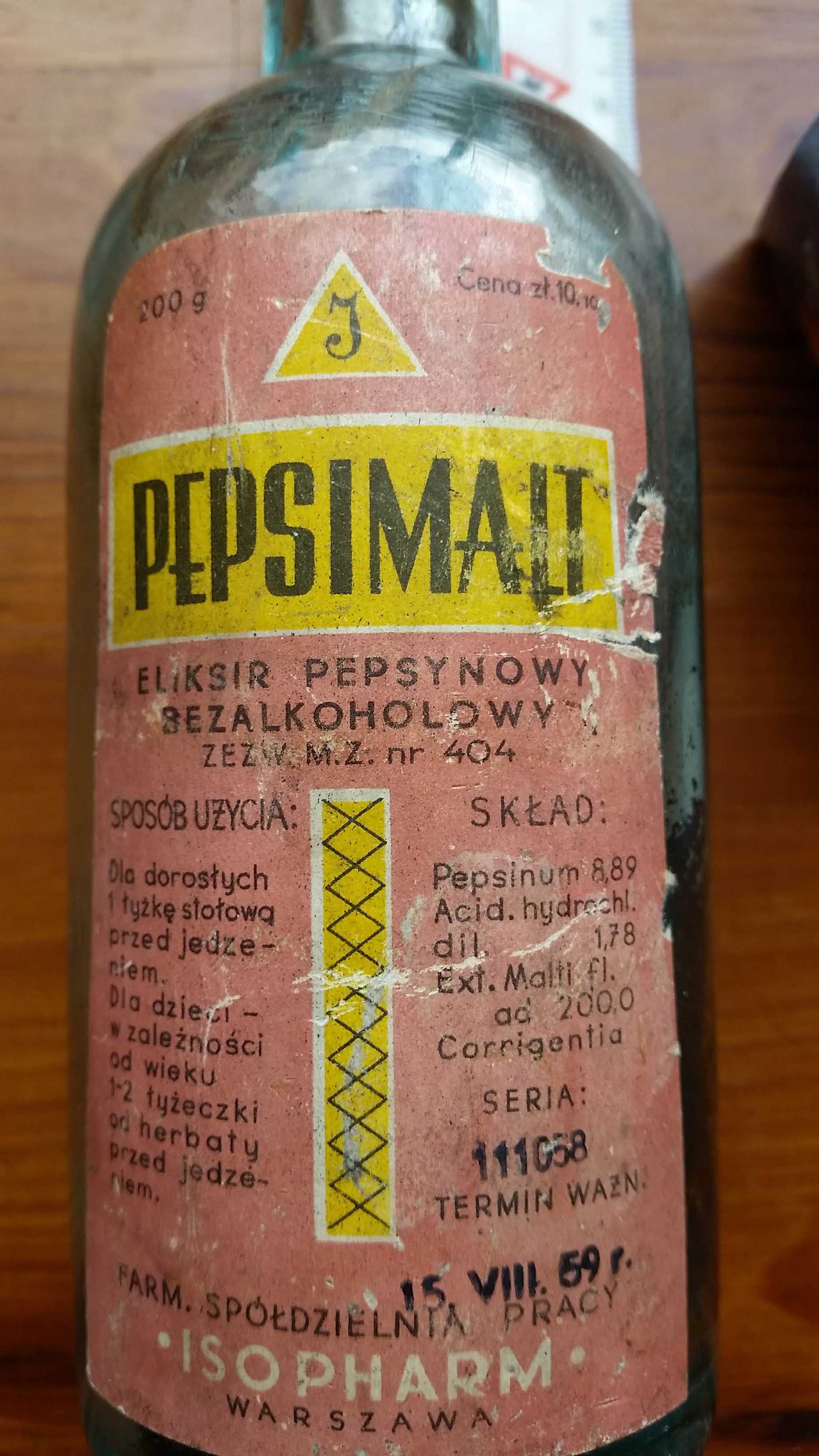 Stara butelka apteczna Pepsimalt 1958