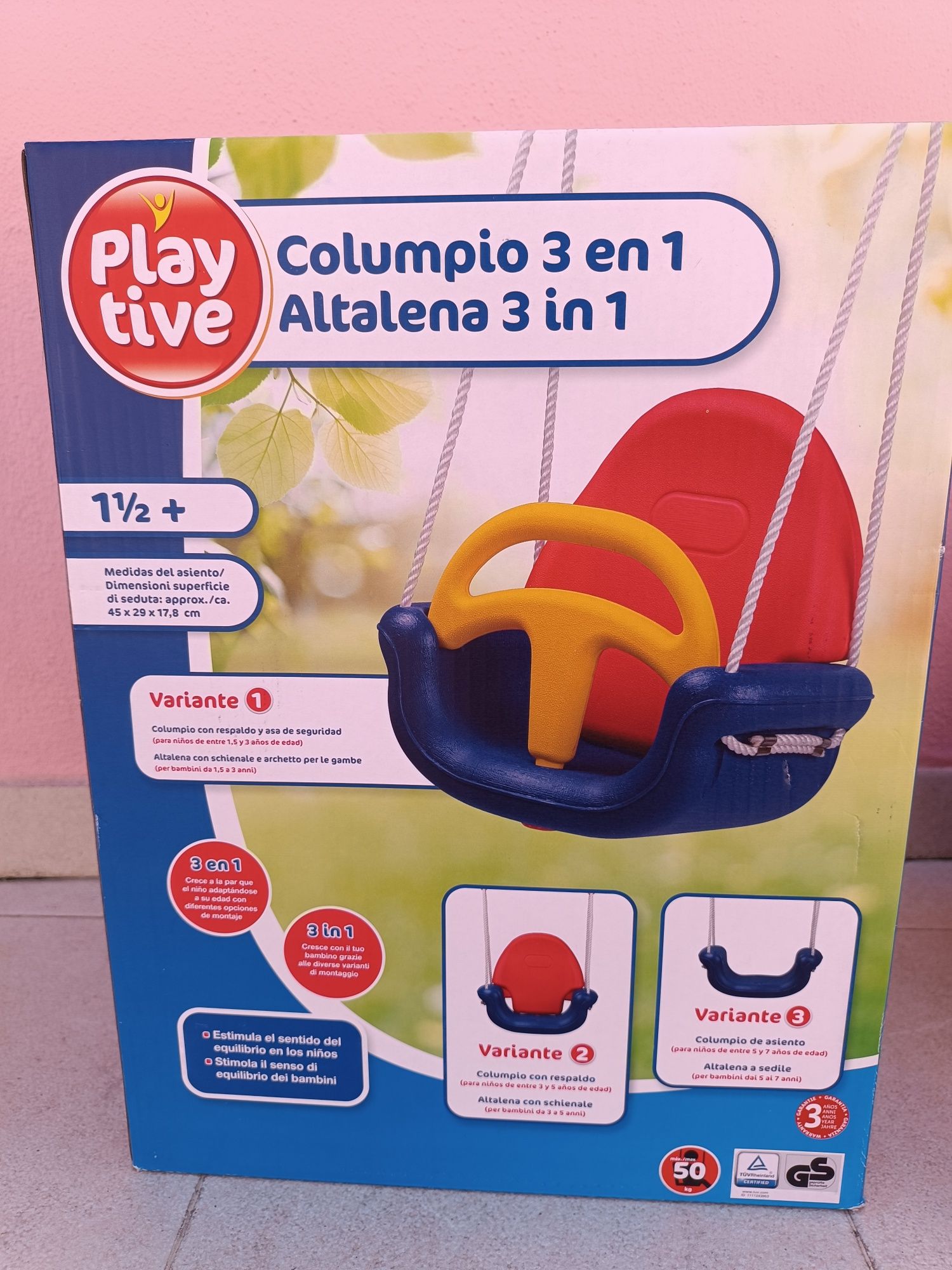 Baloiço criança 3 em 1 com cordas marca Playtive na caixa