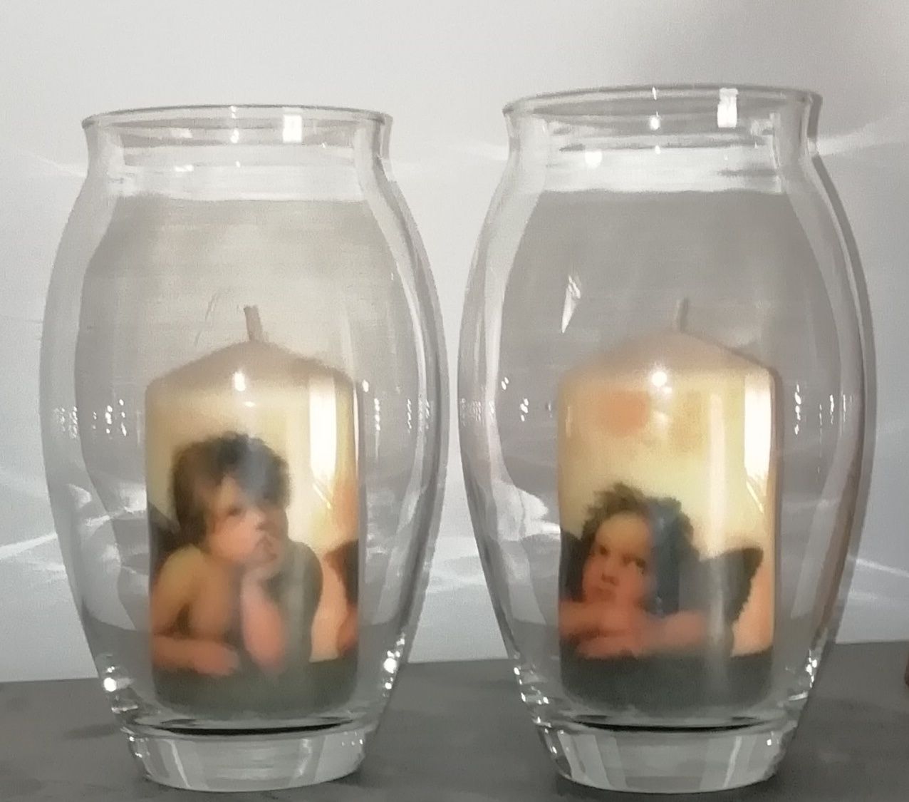 Par de jarras c/ oferta de velas anjos