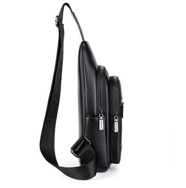 Мужская сумка бананка Кенгуру черная коричневая нагрудная барсетка