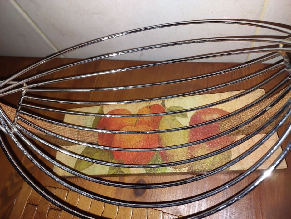 Koszyk kosz na owoce Decoupage bujany kosz metalowy hustawka