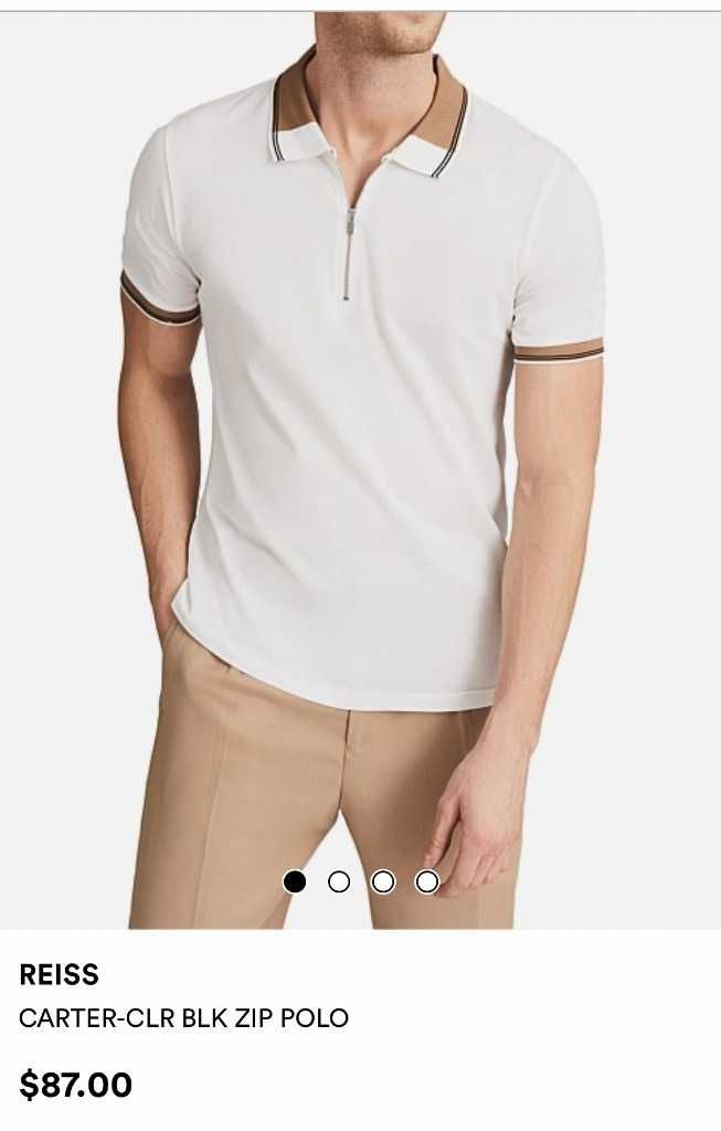 Reiss S koszulka męska polo biała t-shirt bawełna