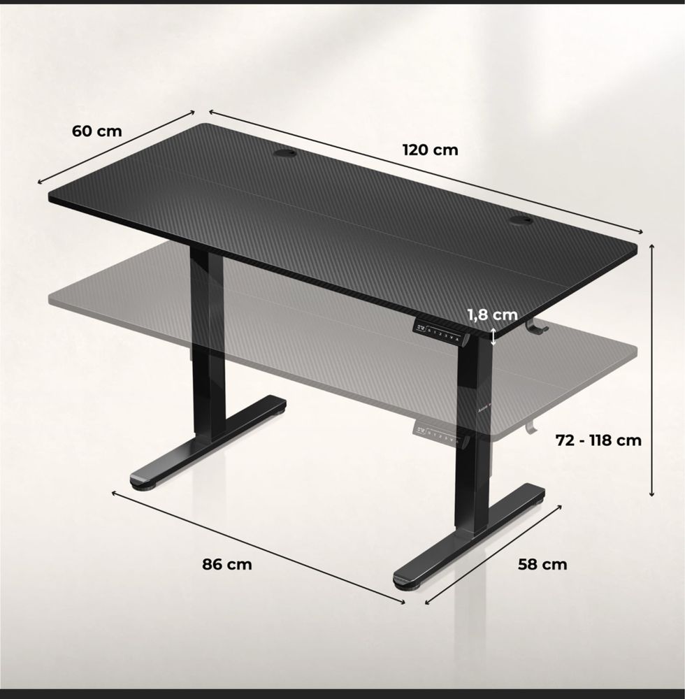 Biurko Elektryczne Huzaro Hero 8.2 Black 120 cm