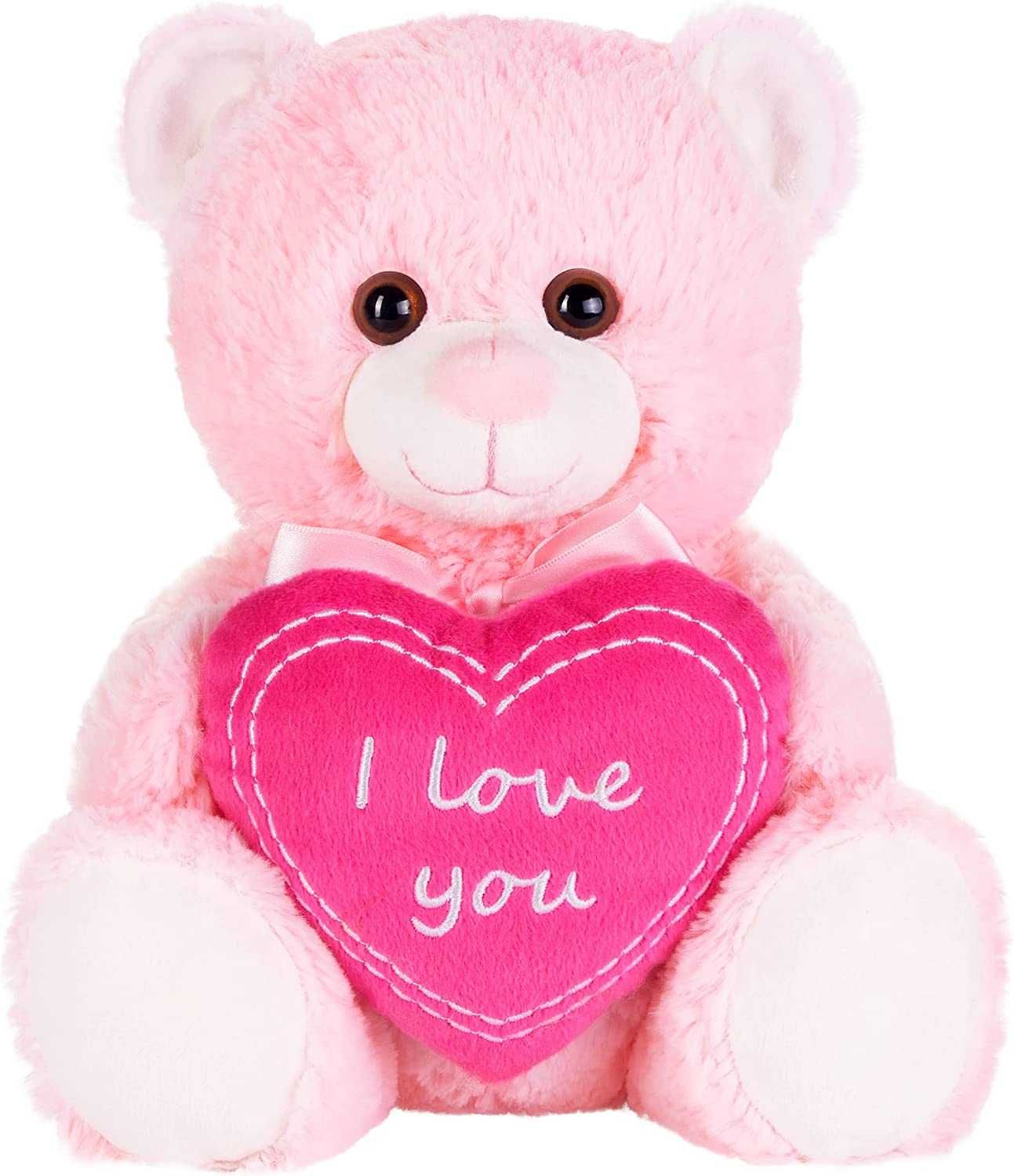 Urso de peluche com coração [vermelho ou rosa] - NOVO