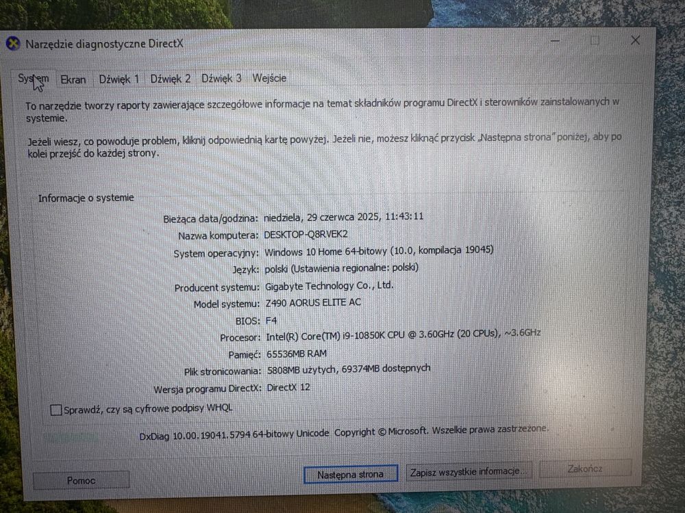 Komputer gamingowy i9 RTX2070 64GB RAM dysk 2.5Tb monitor 10850k aoc
