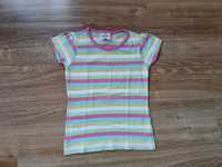 (r. 116/122) koszulka z krótkim rękawem paski linie kolorowa pastelowa