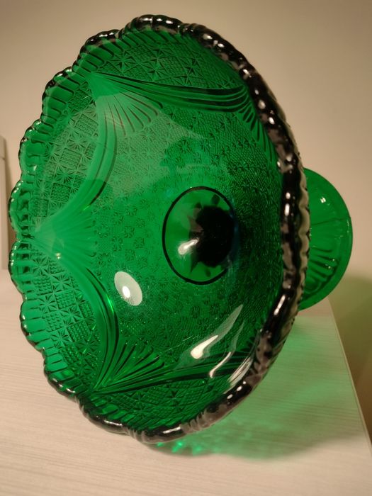 Owocarka Girlandy HSG Ząbkowice szkło kolor Szmaragdowy PRL