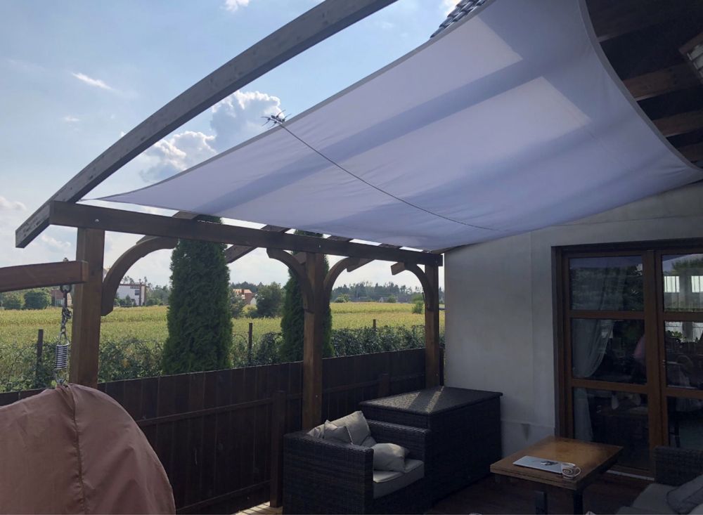 Żagiel przeciwsłoneczny Mocny 5x5m - beżowy/szary