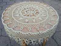 Obrus szydełkowy, rękodzieło, okrągły, 100 cm vintage