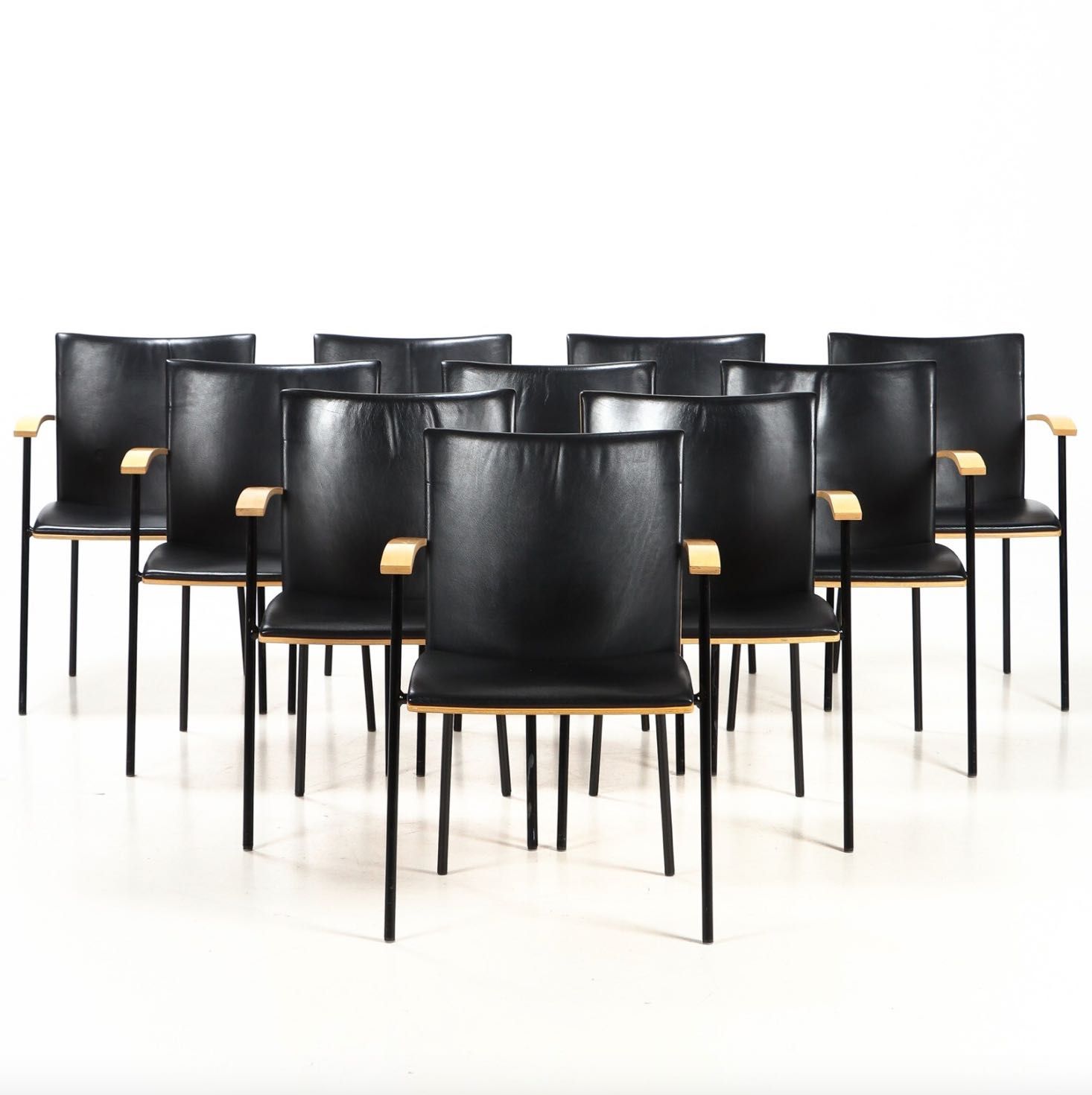 Krzesła skórzane  Lammhults model Virtus | zestaw 10 sztuk | Szwecja