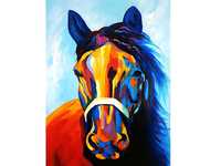 Pintura original em canvas equestre colorida abstrata de cavalo
