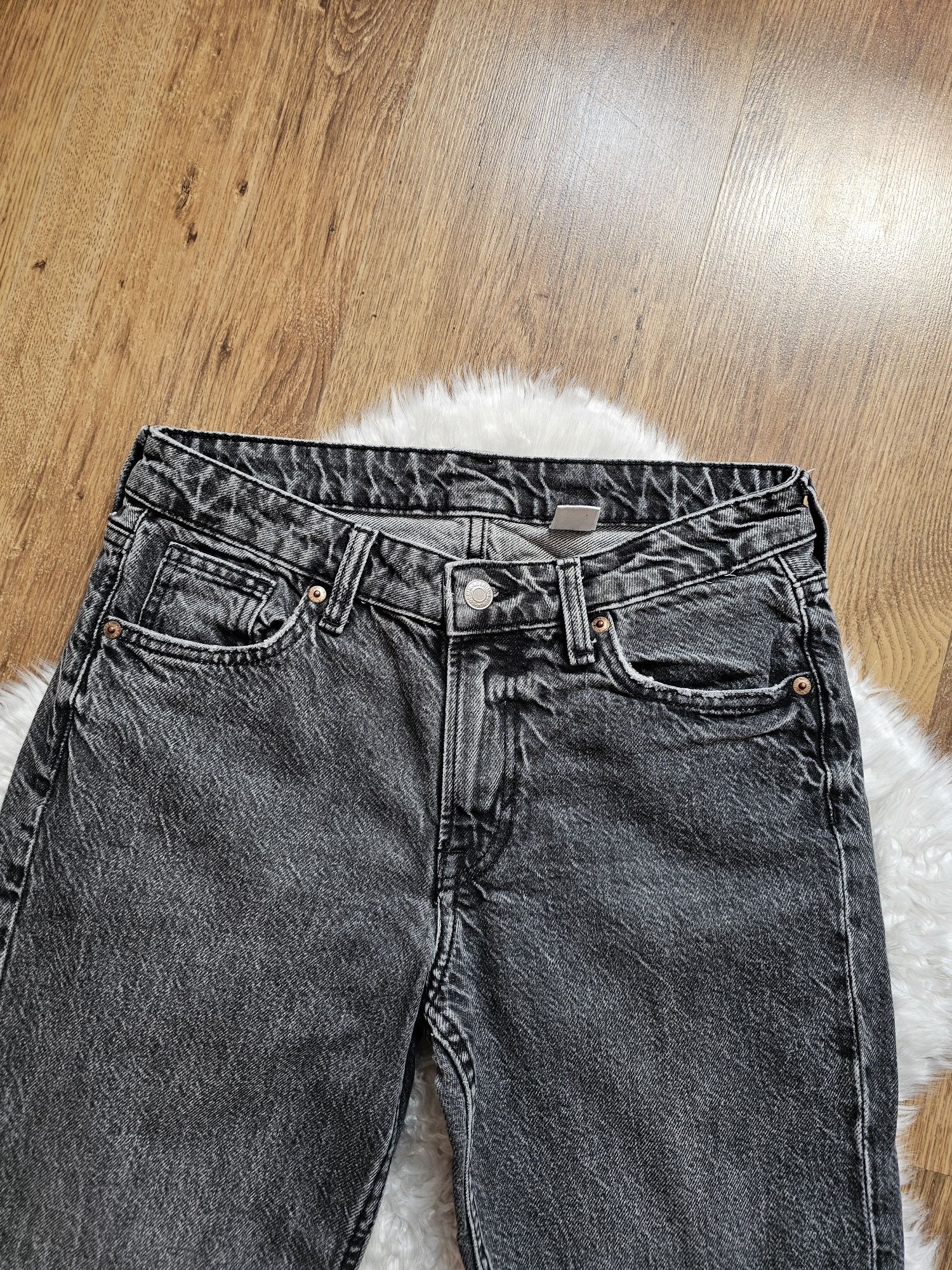 Spodnie jeansowe straight ciemnoszare S 36 H&M