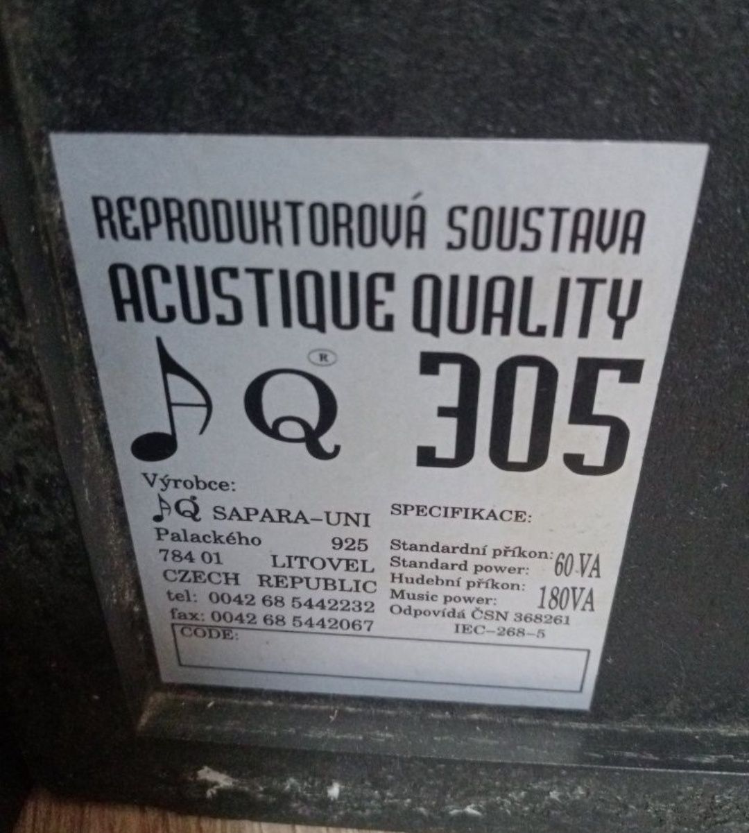 Audiofilskie kolumny Acustique Quality AQ 305.  8ohm/180W  22kg-szt