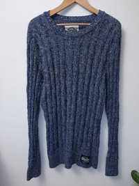 Sweter bawełniany dzianinowy gruby sweterek długi Superdry rozmiar M