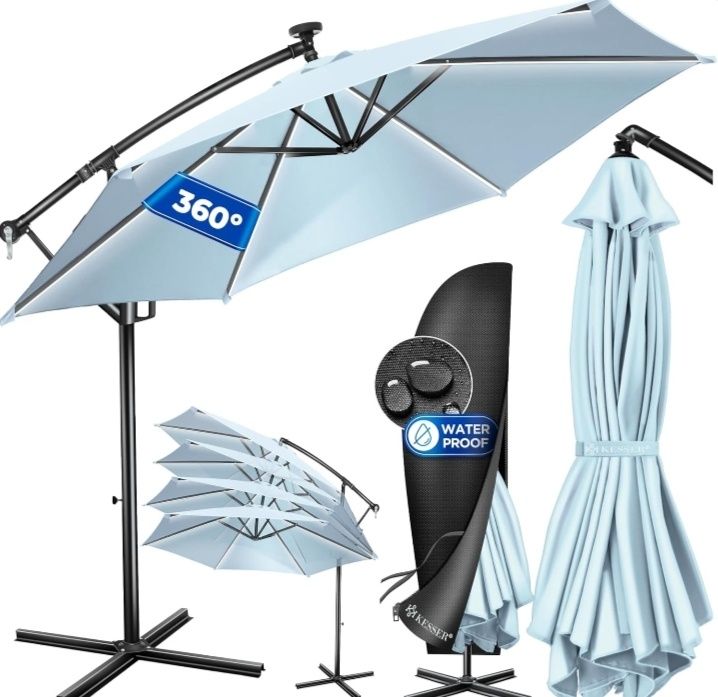 Parasol ogrodowy 300cm LED