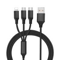 USB кабель разветвитель на microUSB + Type-C + Lightning