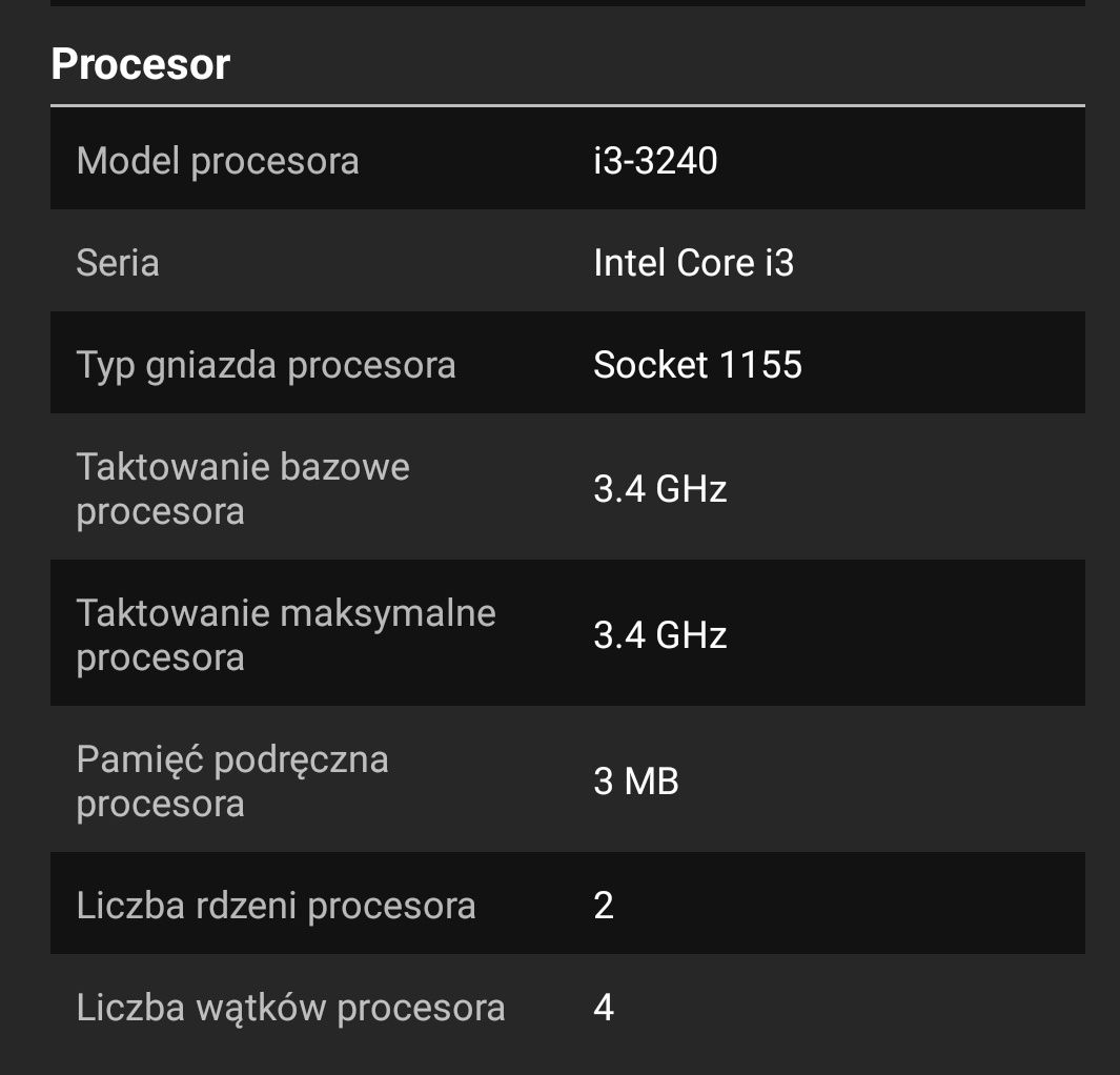 KOMPUTER stacjonarny LENOVO M82 i3-3240 DDR3 4GB