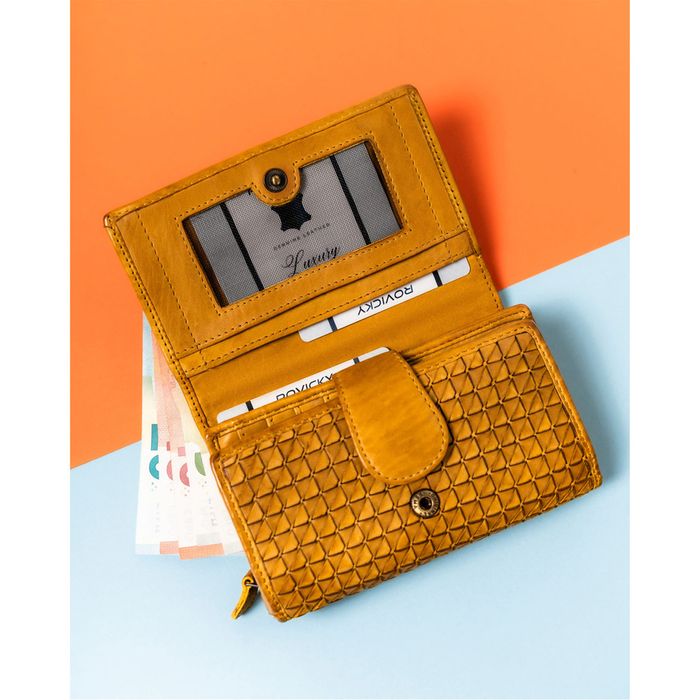 klasyczny portfel damski do torebki z geometrycznym wzorem - rovicky