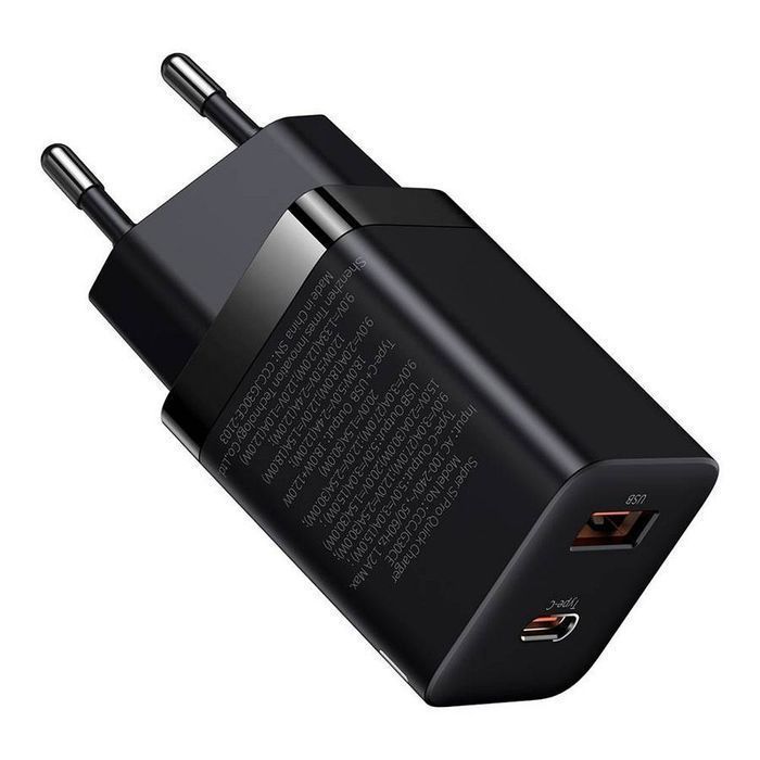 BASEUS ładowarka sieciowa USB A + Typ C PD QC3.0 30W CCSUPP-E01/CCC