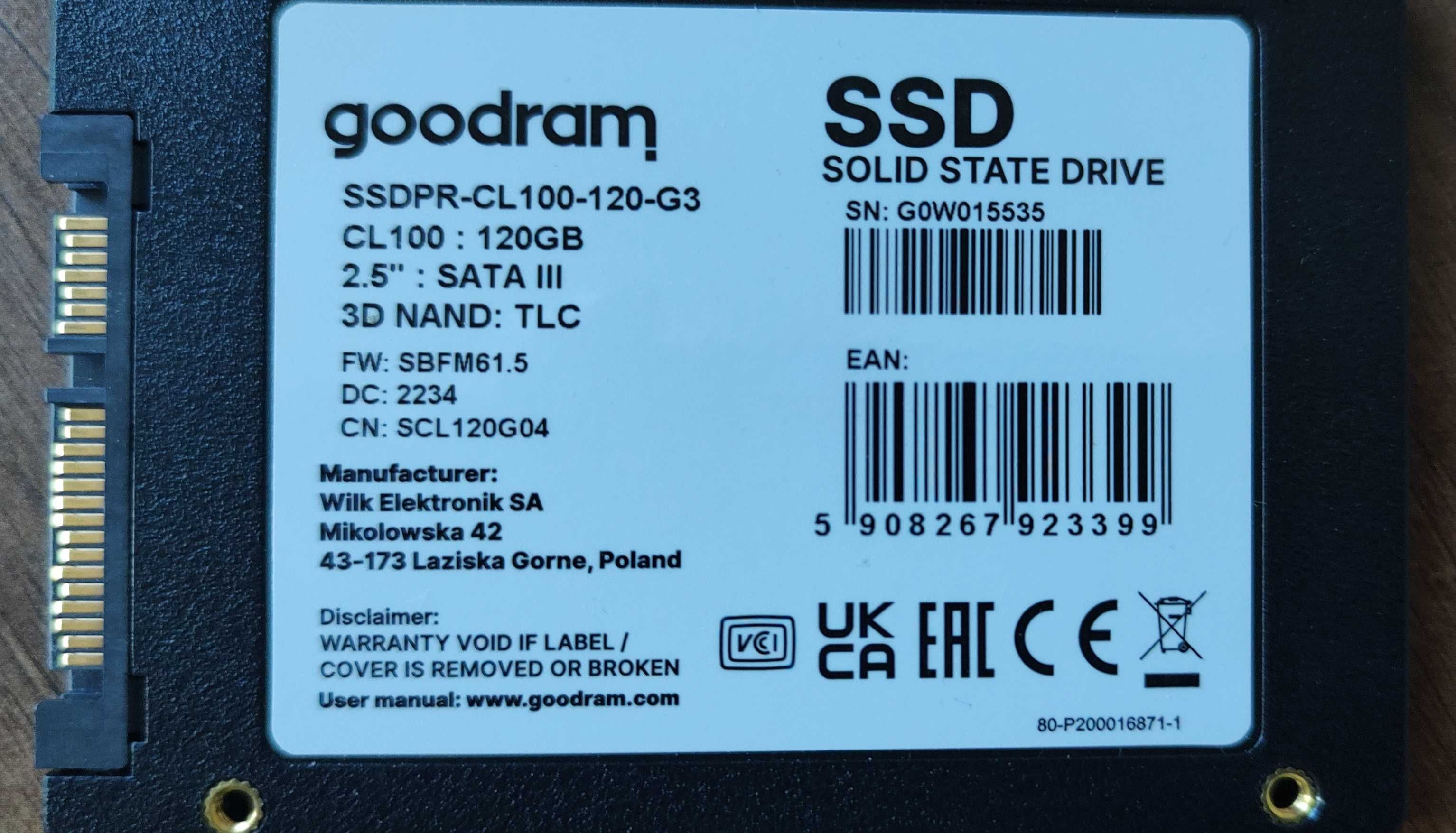 SSD 120GB Kingston UV400 TLC, GOODRAM gen.3 CL100 3D NAND TLC, обмін