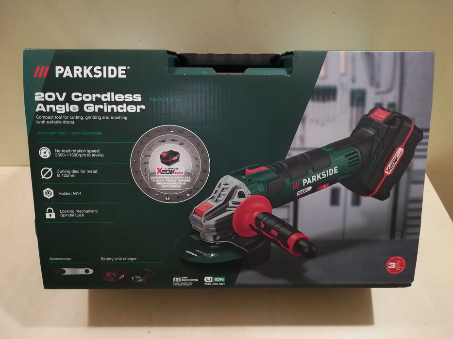 Szlifierka Parkside PWSA 20-Li D4 20V z ładowarką i baterią 4 Ah.