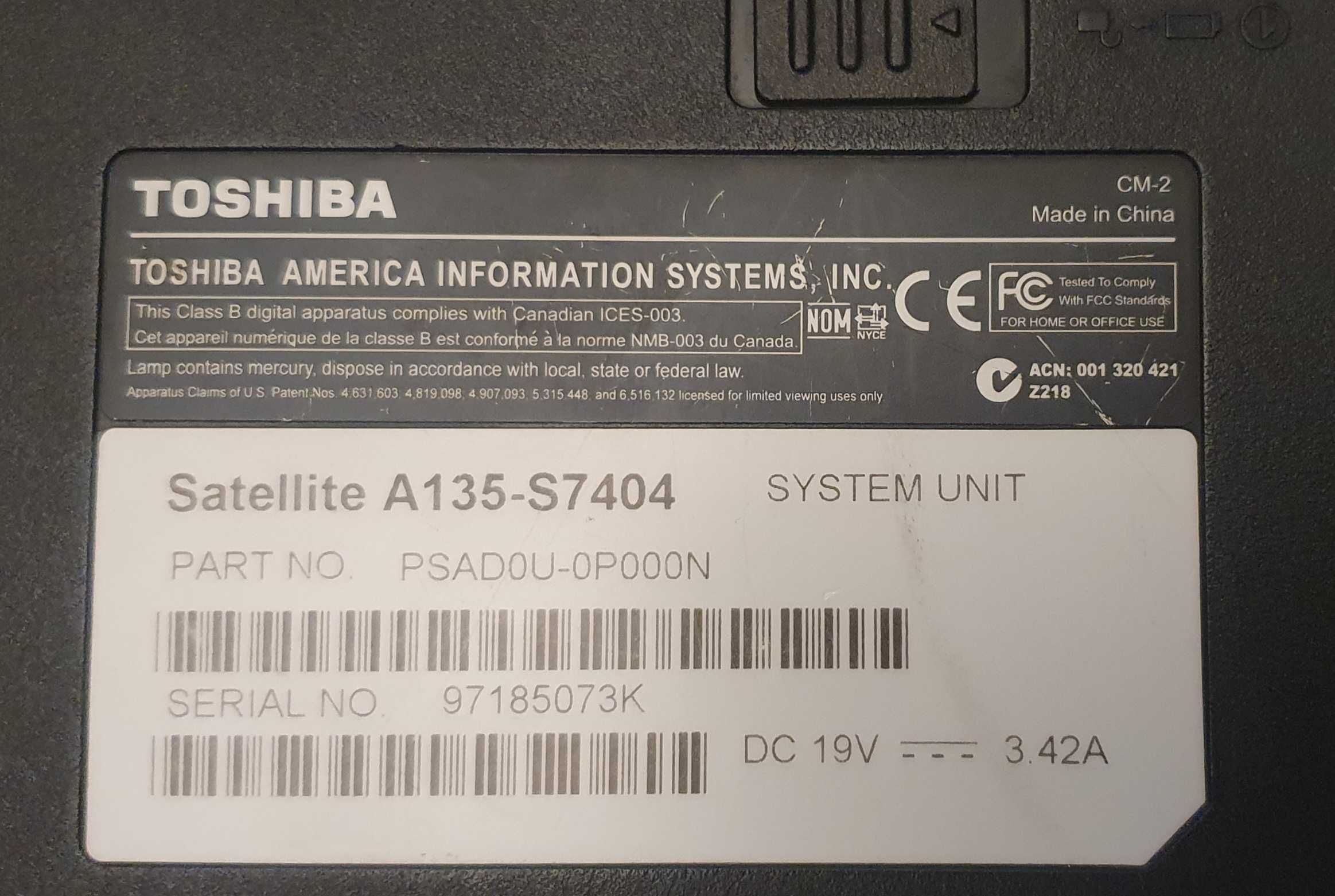 Toshiba Satellite A135-S7404