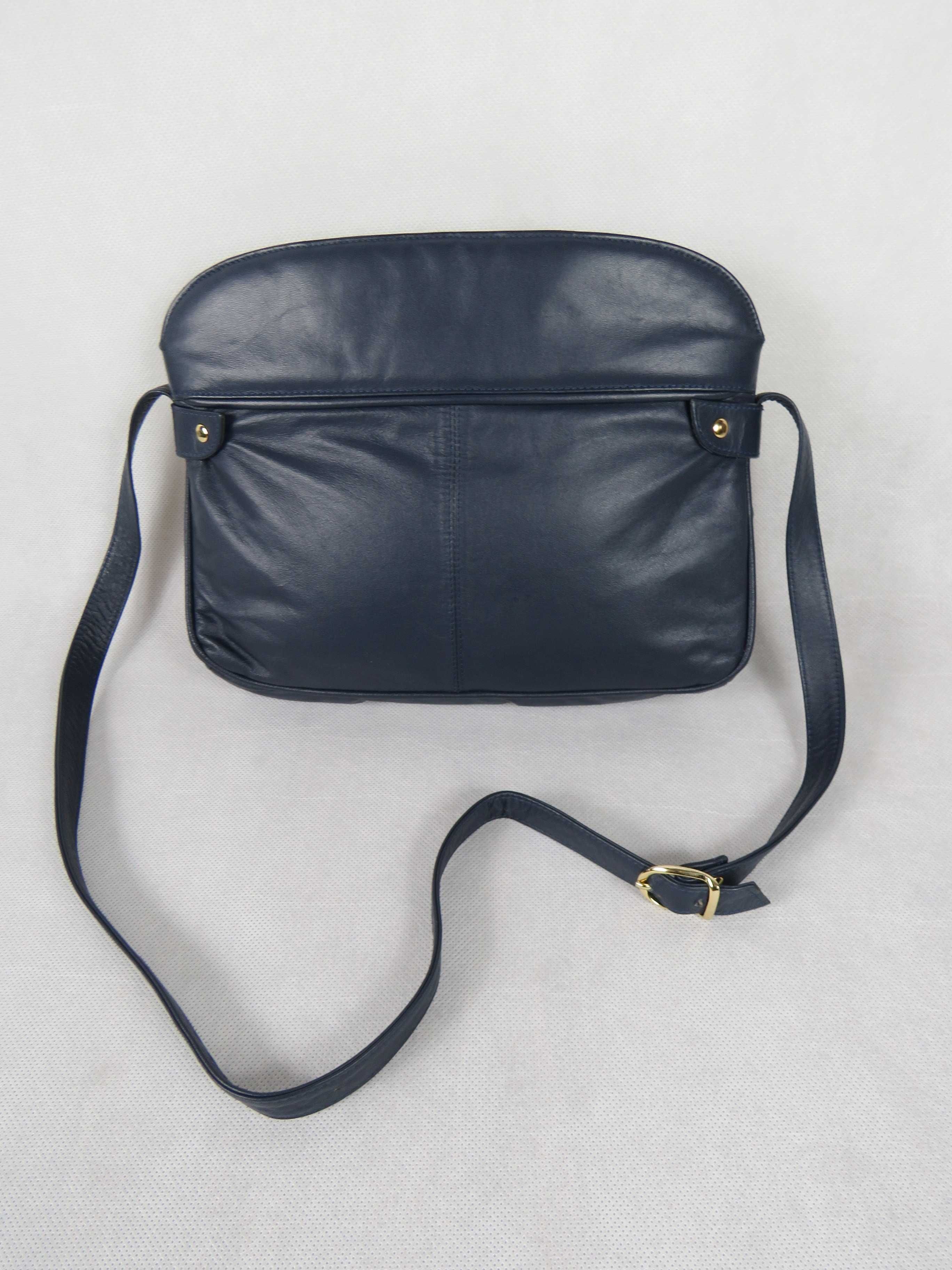 Skórzana torebka Vintage made in Brazil navy handbag