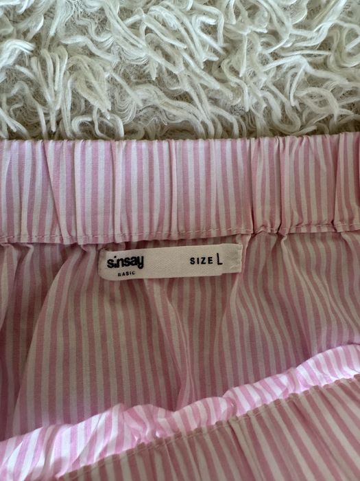 Bluzka hiszpanka sinsay L biała w różowe paski