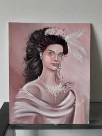 Obraz olejny olej na płótnie portret kobieta sygnowany