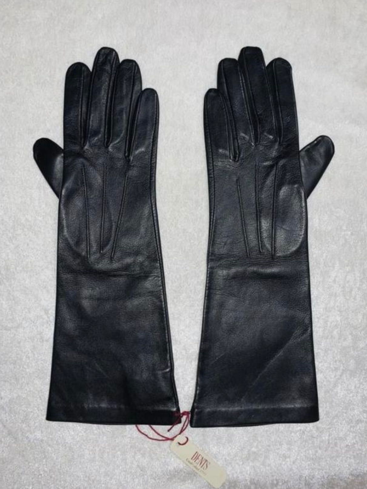 Оригінальні шкіряні довгі рукавиці DENTS Mia розмір 6 чорного кольору
