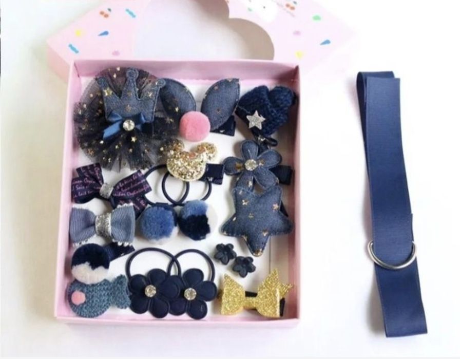 Zestaw spinek, zestaw prezentowy spinki i gumki do włosów dla dziewczy