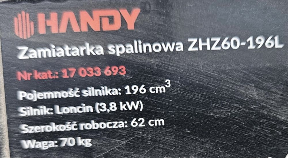 Zamiatarka spalinowa Handy ZHZ60-196L 3.8kW 196cm3,