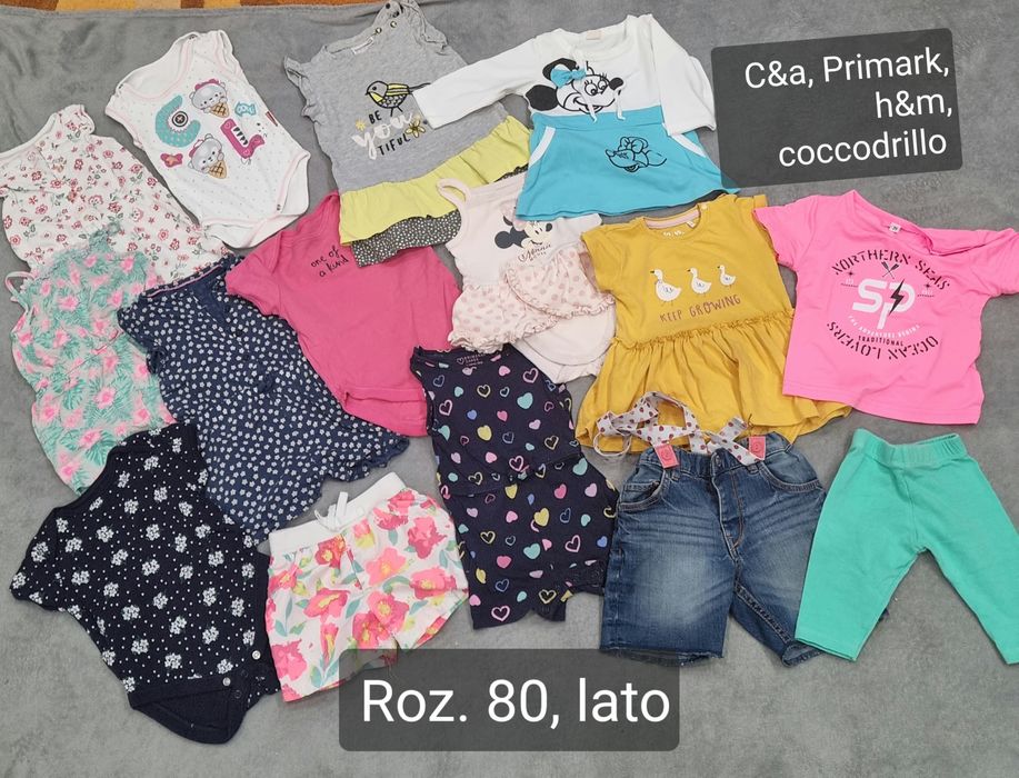 Paka ubran dla dziewczynki w rozmiarze 80, lato