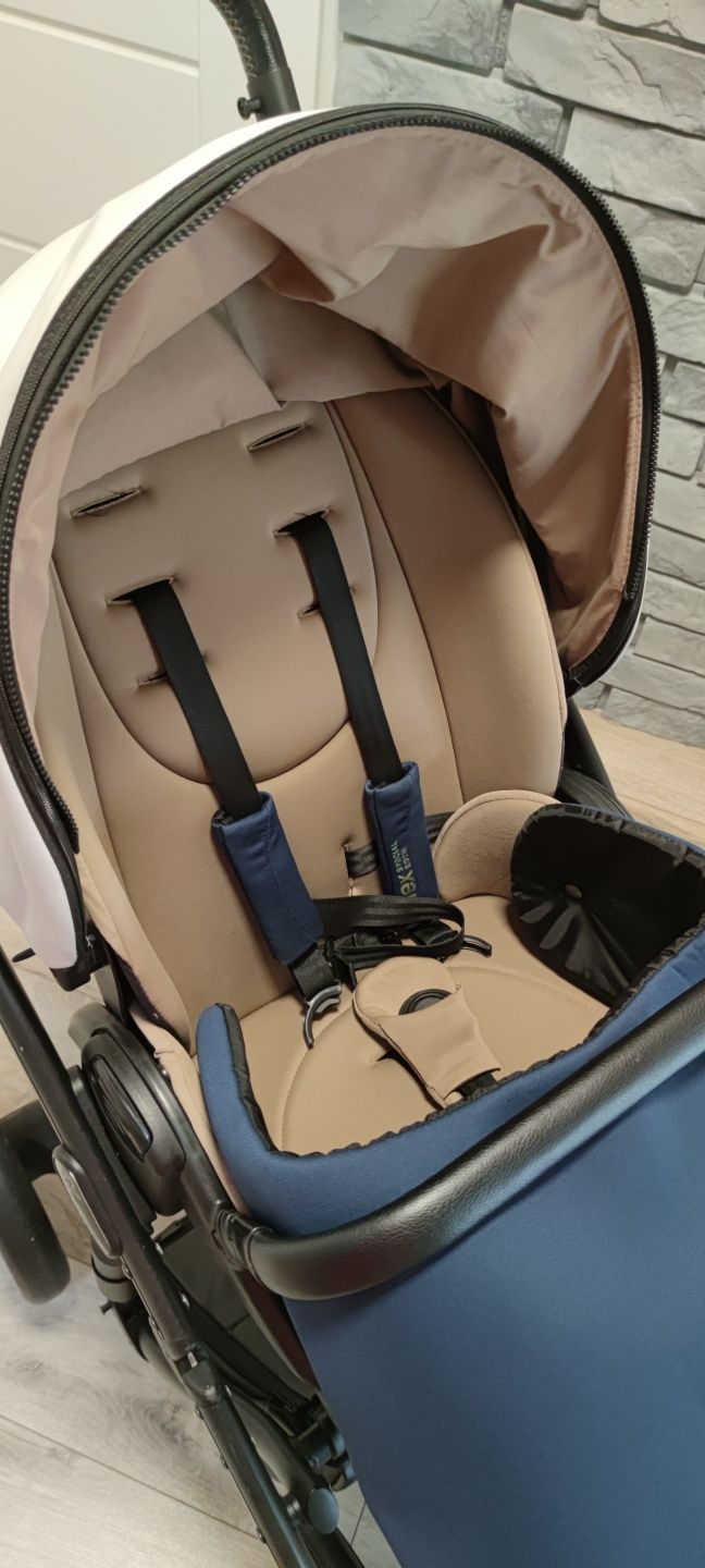 Wózek Anex  m/type szaro granatowy 2 w 1 + adaptery
