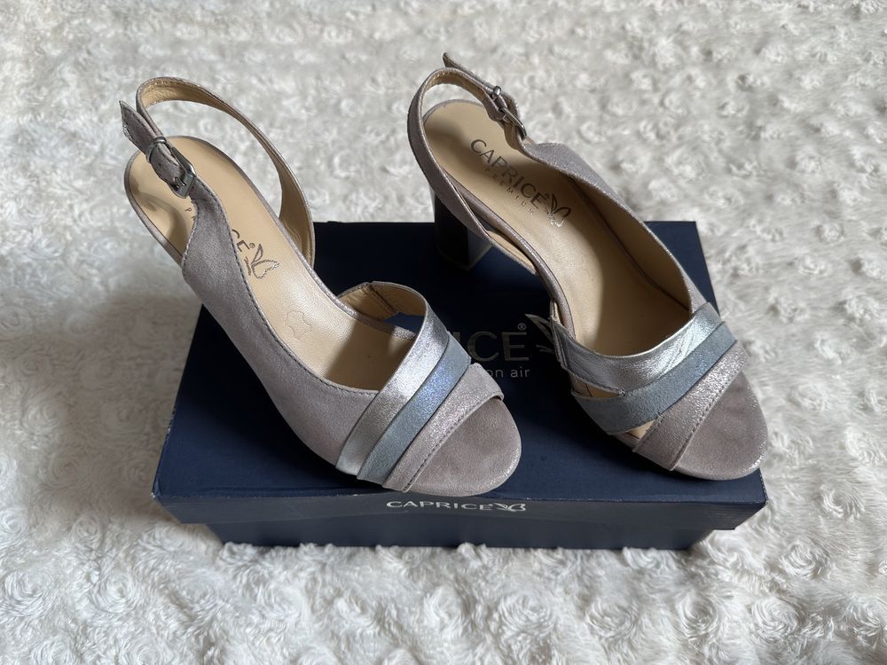 Buty damskie sandały na słupku brokatowe błyszczące 37