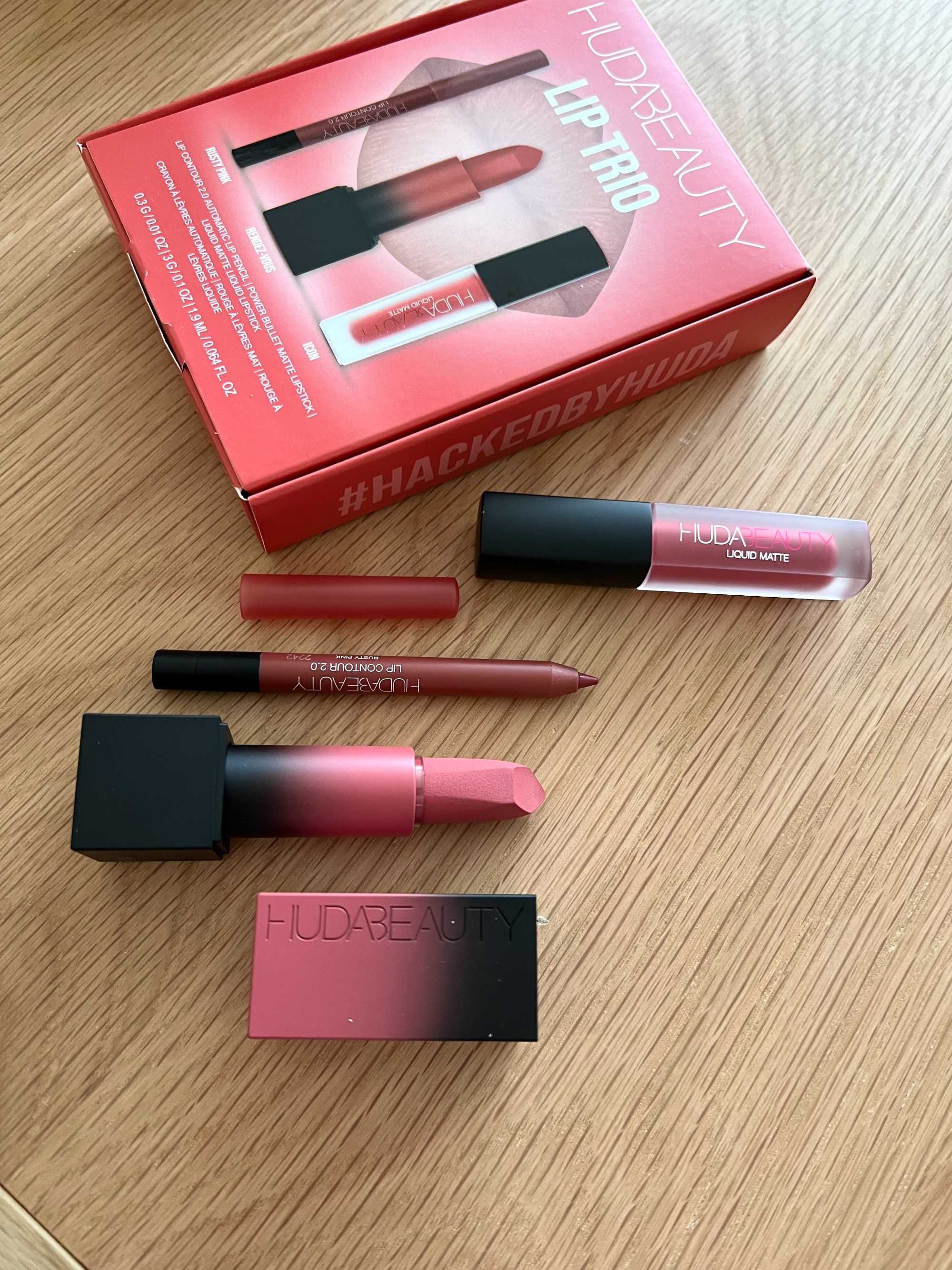 Набір для макіяжу губ Huda Beauty The Ultimate Icon Lip Trio. Оригінал