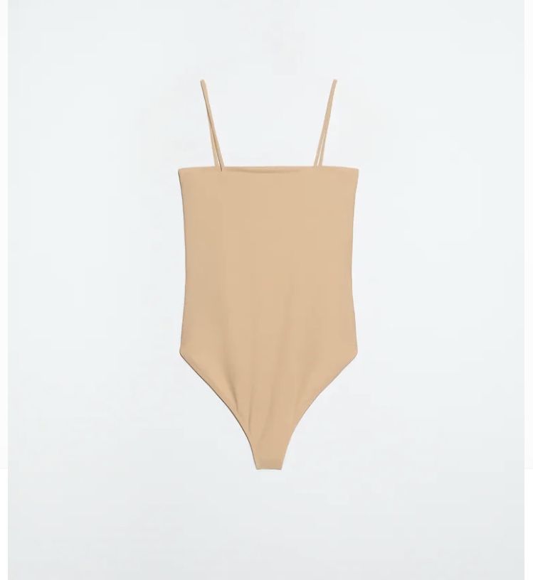 Body bluzka na ramiączkach ZARA nude XS/S