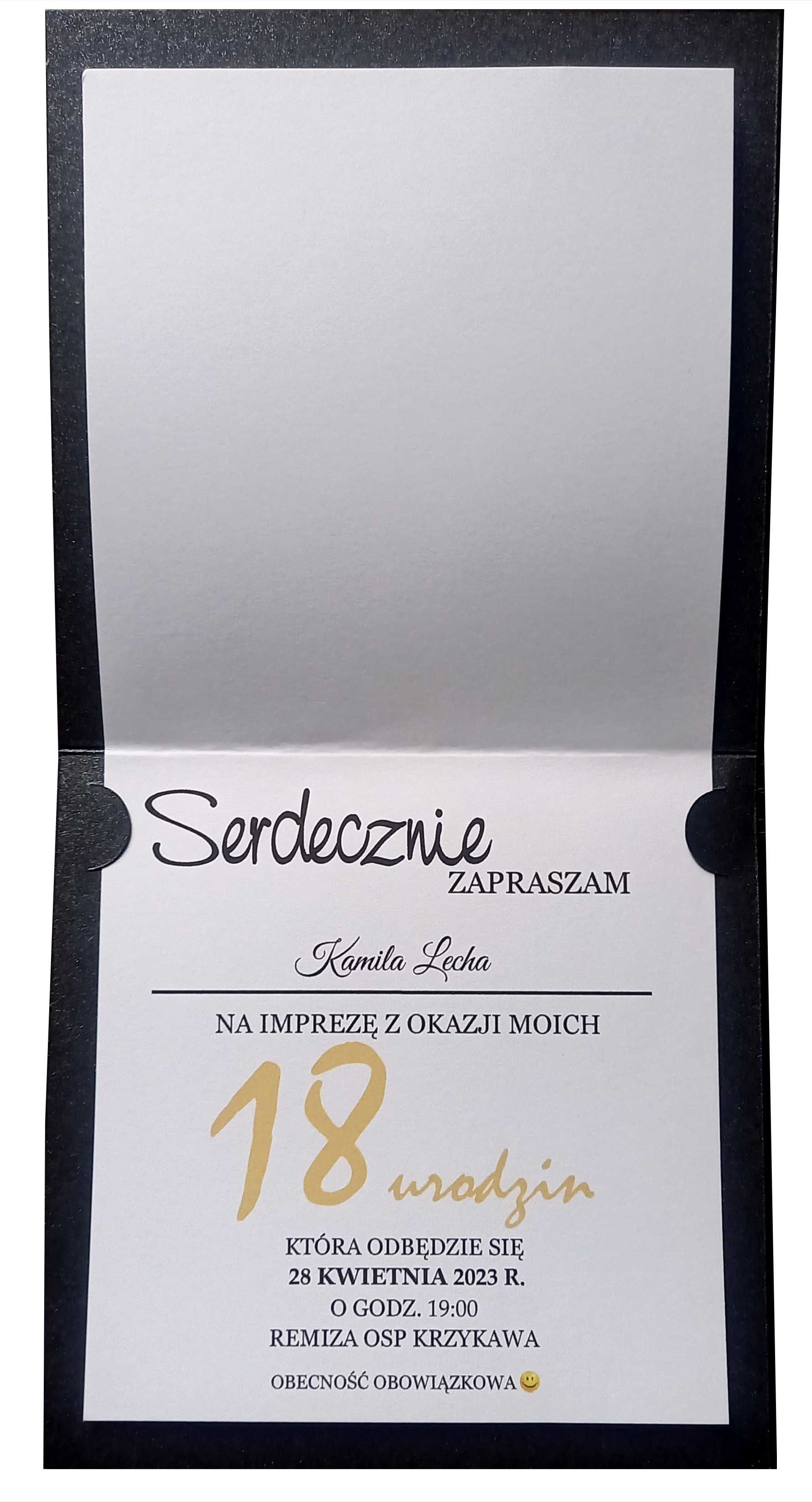 Zaproszenia na urodziny, urodzinowe 18,30,40,50,60 i inne