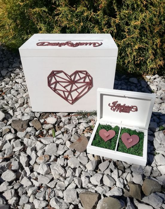 Pudełko na koperty i pudełko na obrączki