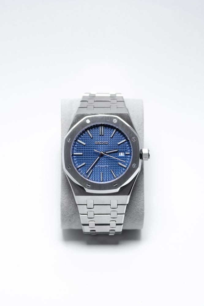 Zegarek Custom Seiko Mod Royal Oak Granatowy