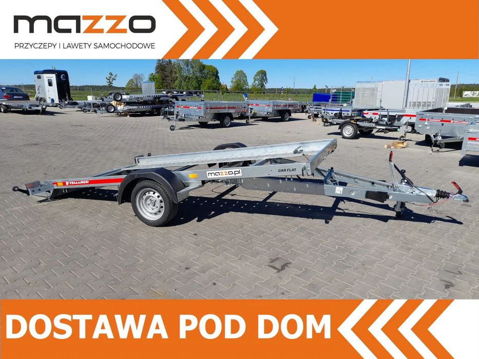 TEMARED DOSTAWA! Przyczepa Laweta Carflat 3518U wym. 352x183cm UCHYLNA! Płaska! Niski kąt najazdu! DMC 1500kg