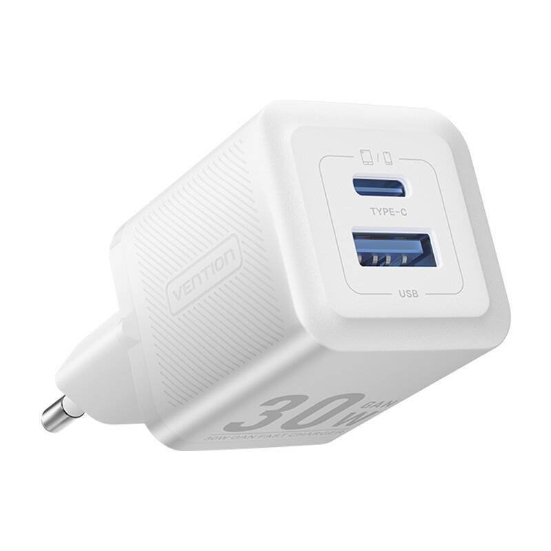Ładowarka sieciowa, Vention, FEQW0-EU,  USB-C, USB- A,  30W/30W , GaN