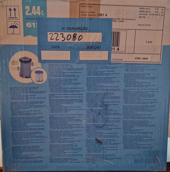 Piscina NOVA, Insuflável, 2,44x61cms, com Motor Filtro Limpeza de Água